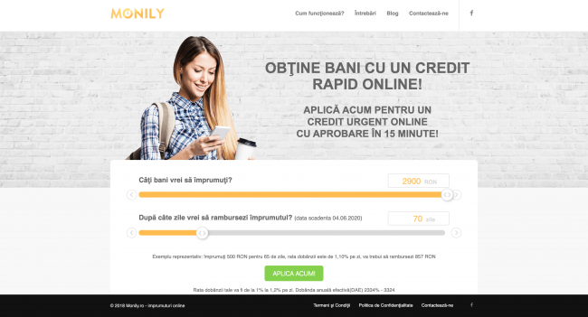 Monily - împrumuturi de până la 2 900 RON