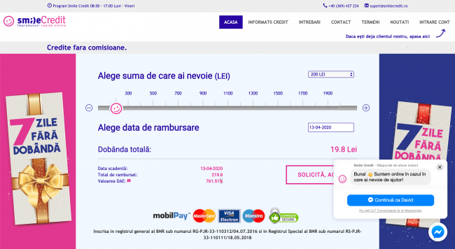 SmileCredit - împrumuturi de până la 2 000 RON