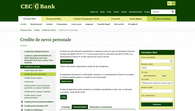 Captură de ecran CEC Bank