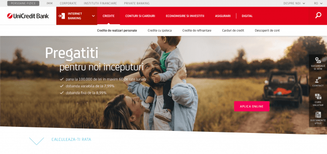 Captură de ecran UniCredit Bank