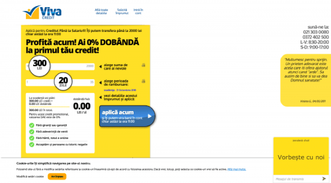 Captură de ecran Viva Credit